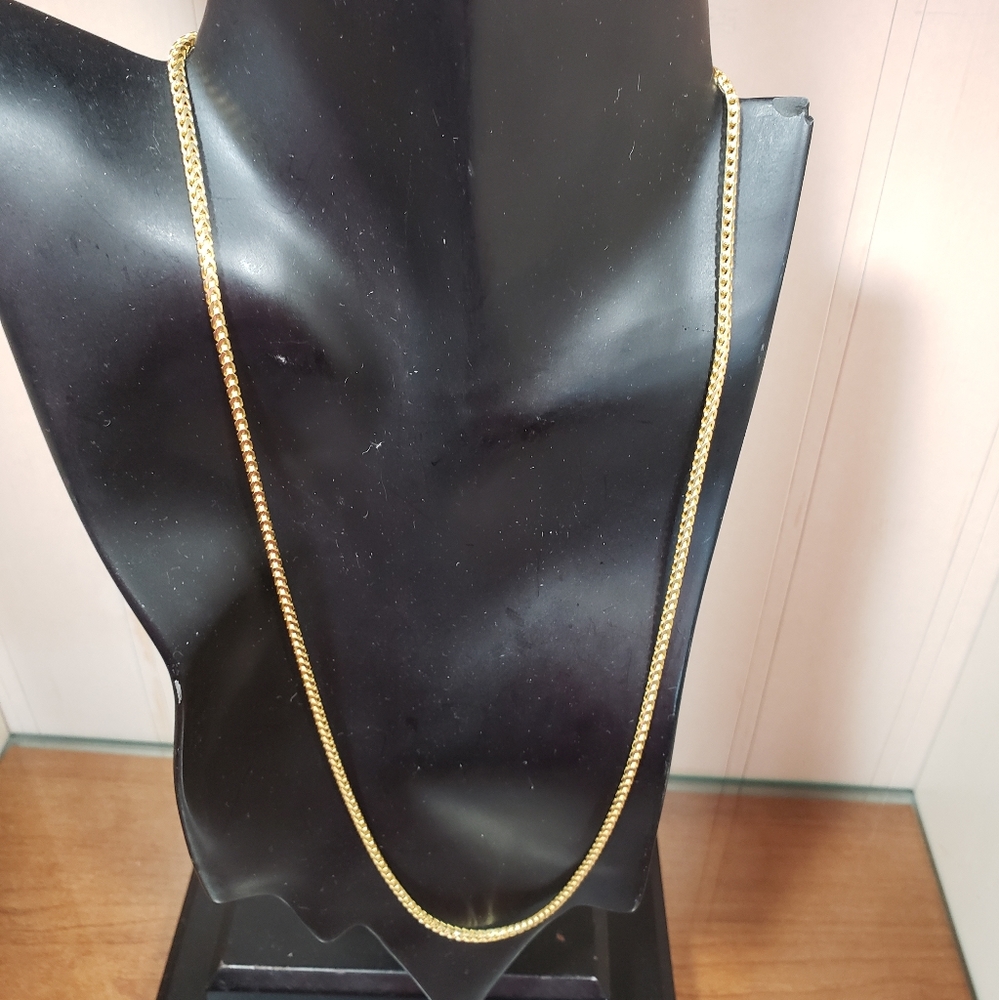 Sterling Silver Vermeil Wheat Chain Necklace 24" Long Italy Designer Signed